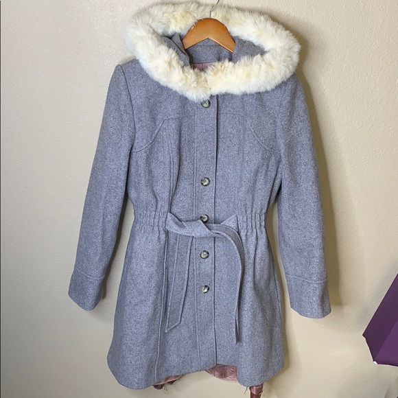 Gorgeous vintage gray coat with rabbit fur trim - Picture 1 of 8
